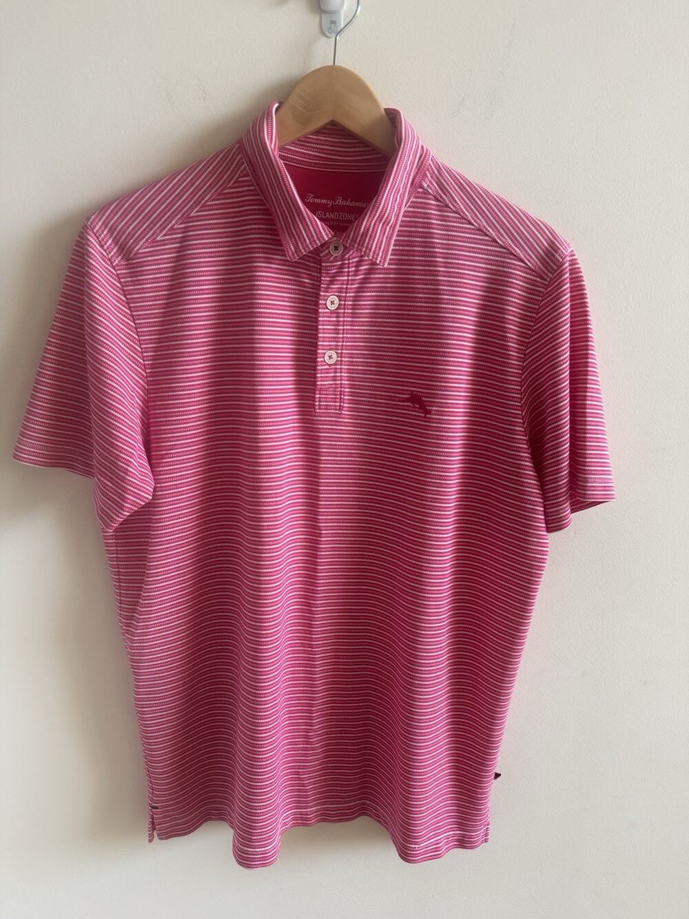 Tommy Bahama IslandZone Men's Performance Golf Polo M Pink Striped